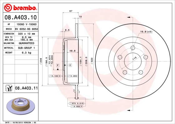 Remschijven Brembo 08.A403.11