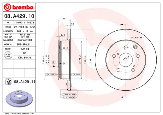 Remschijven Brembo 08.A429.11