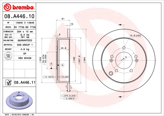 Remschijven Brembo 08.A446.11