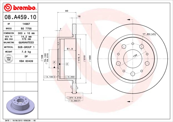 Remschijven Brembo 08.A459.10