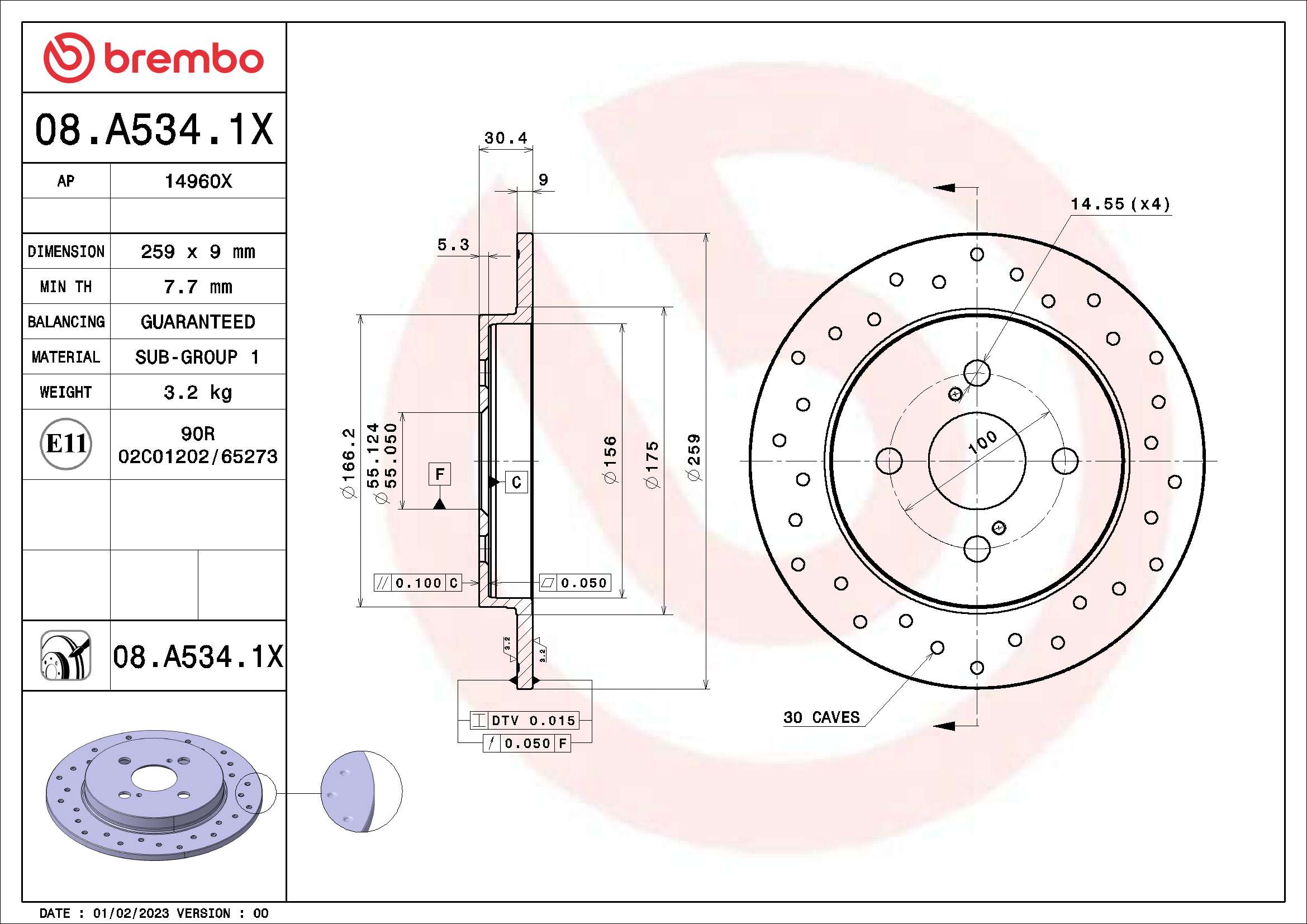 Remschijven Brembo 08.A534.1X