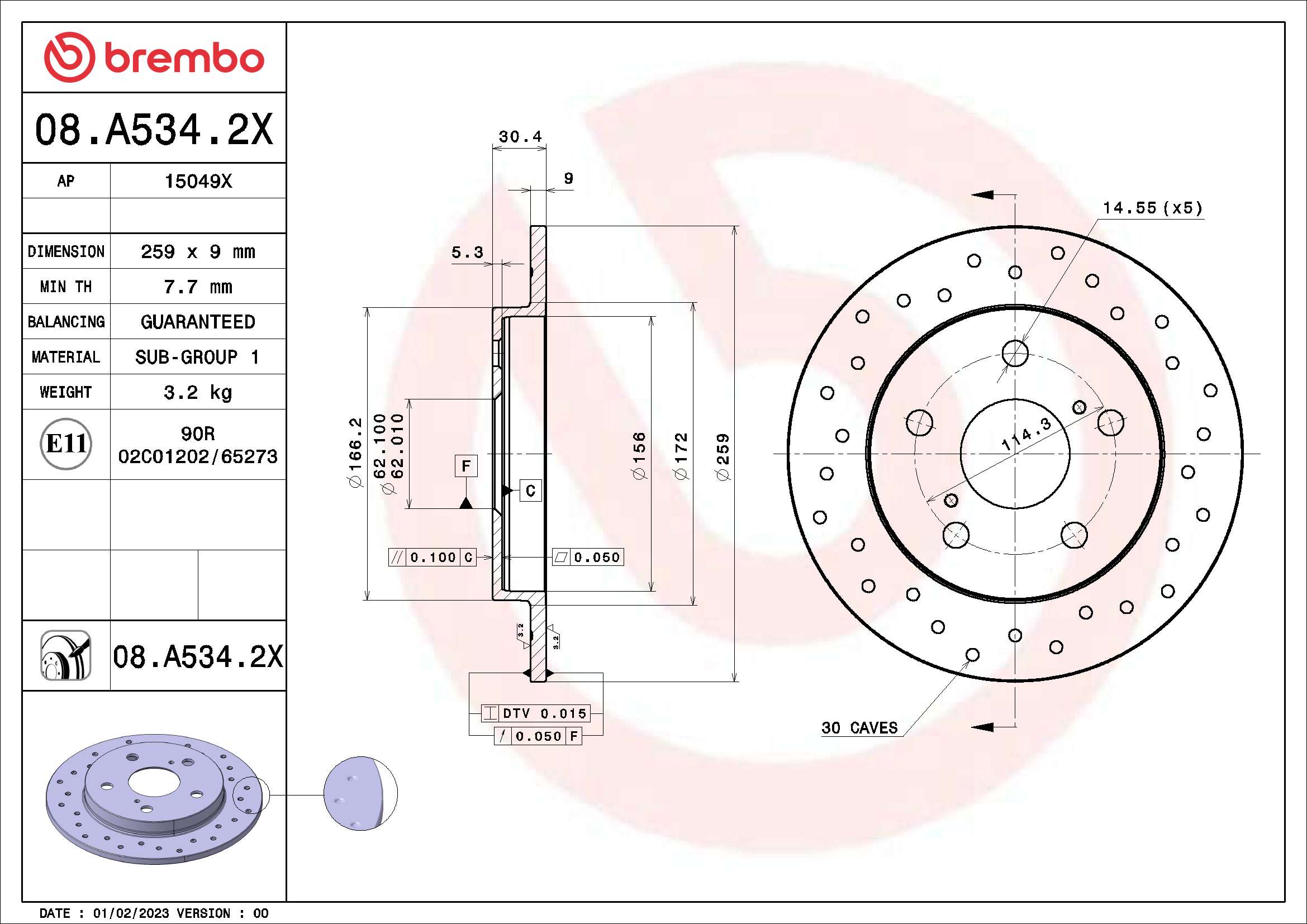 Remschijven Brembo 08.A534.2X