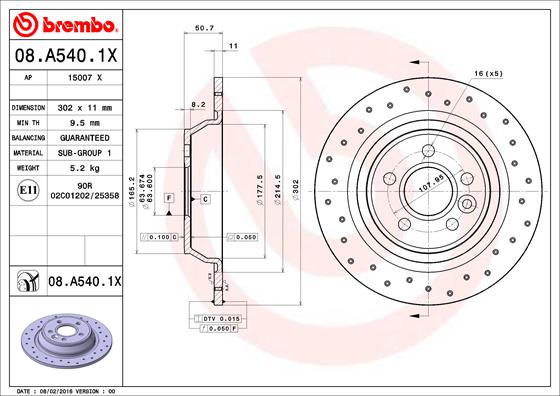 Remschijven Brembo 08.A540.1X