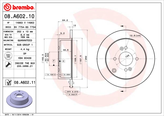 Remschijven Brembo 08.A602.11