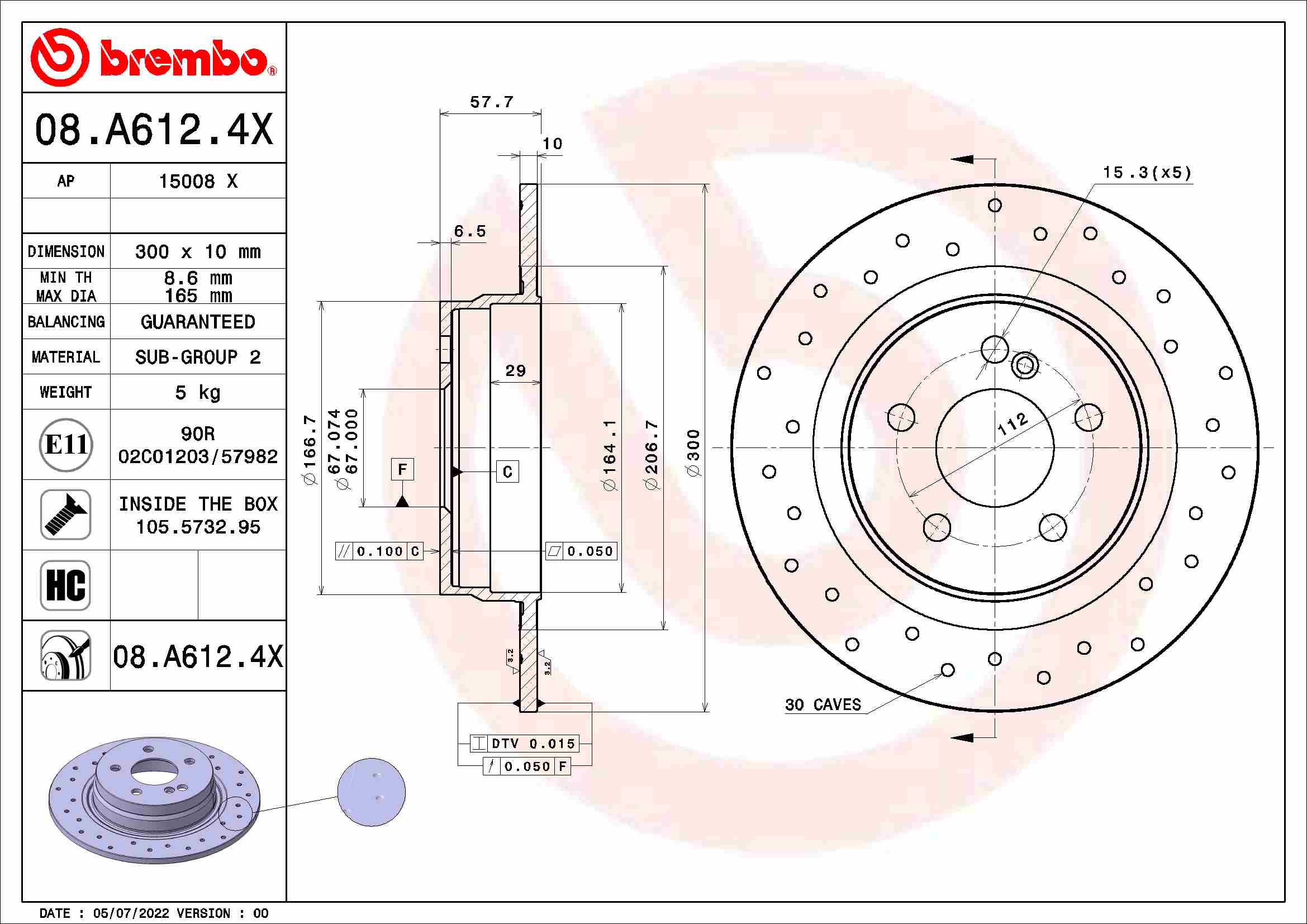 Remschijven Brembo 08.A612.4X