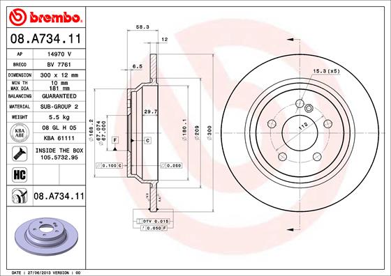 Remschijven Brembo 08.A734.11