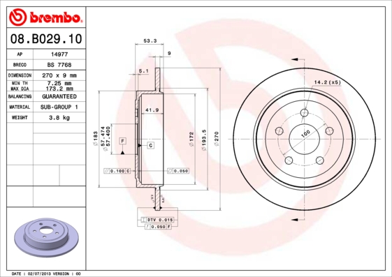 Remschijven Brembo 08.B029.10