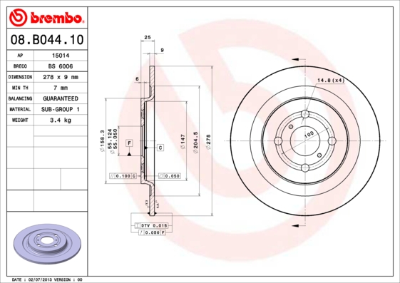 Remschijven Brembo 08.B044.10