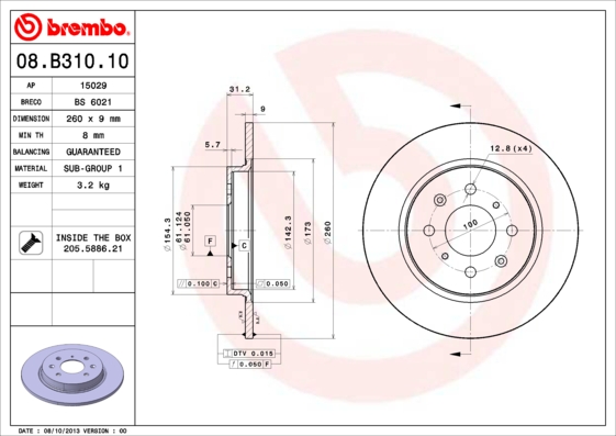 Remschijven Brembo 08.B310.10