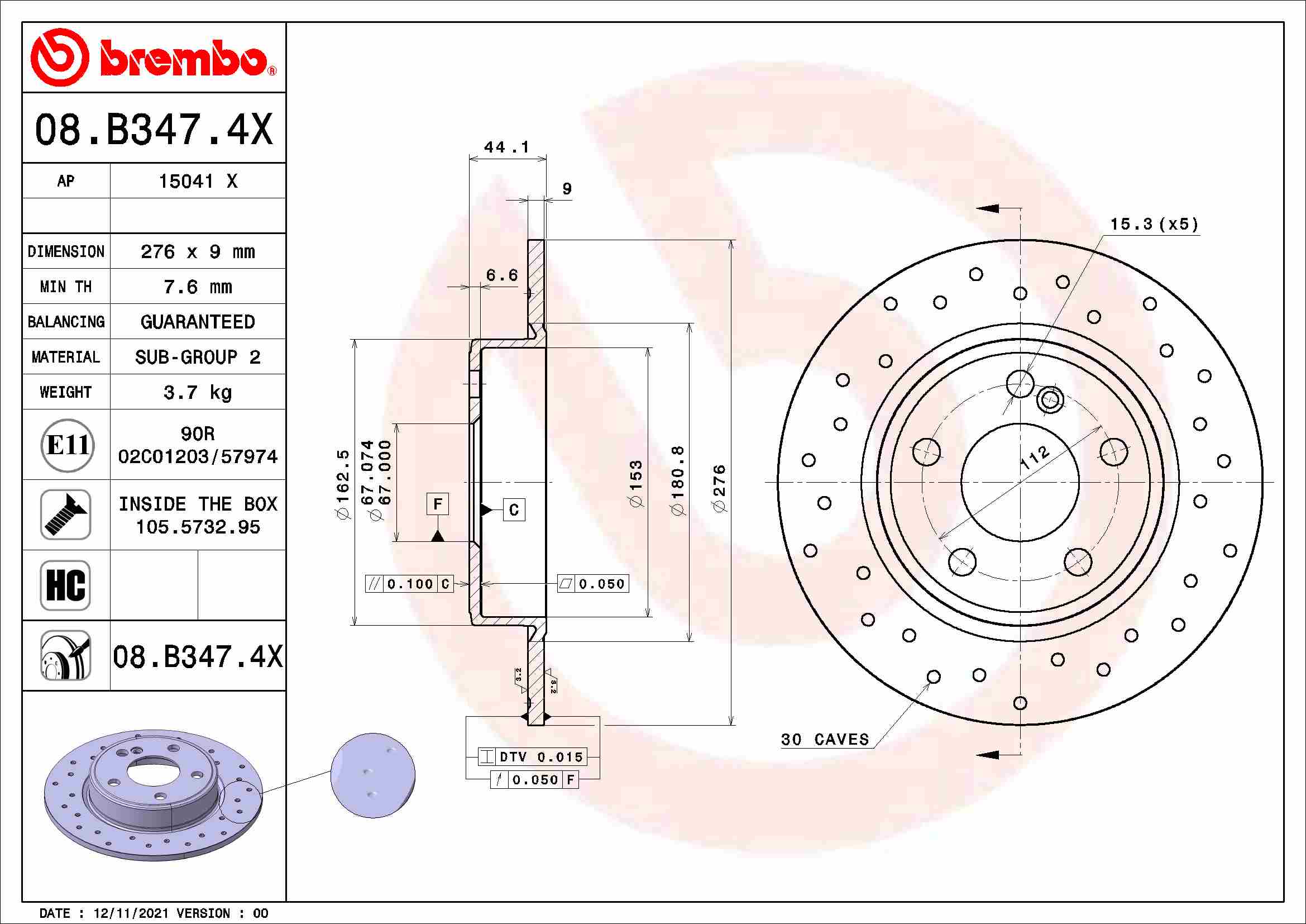 Remschijven Brembo 08.B347.4X