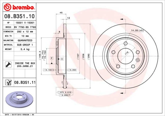 Remschijven Brembo 08.B351.11