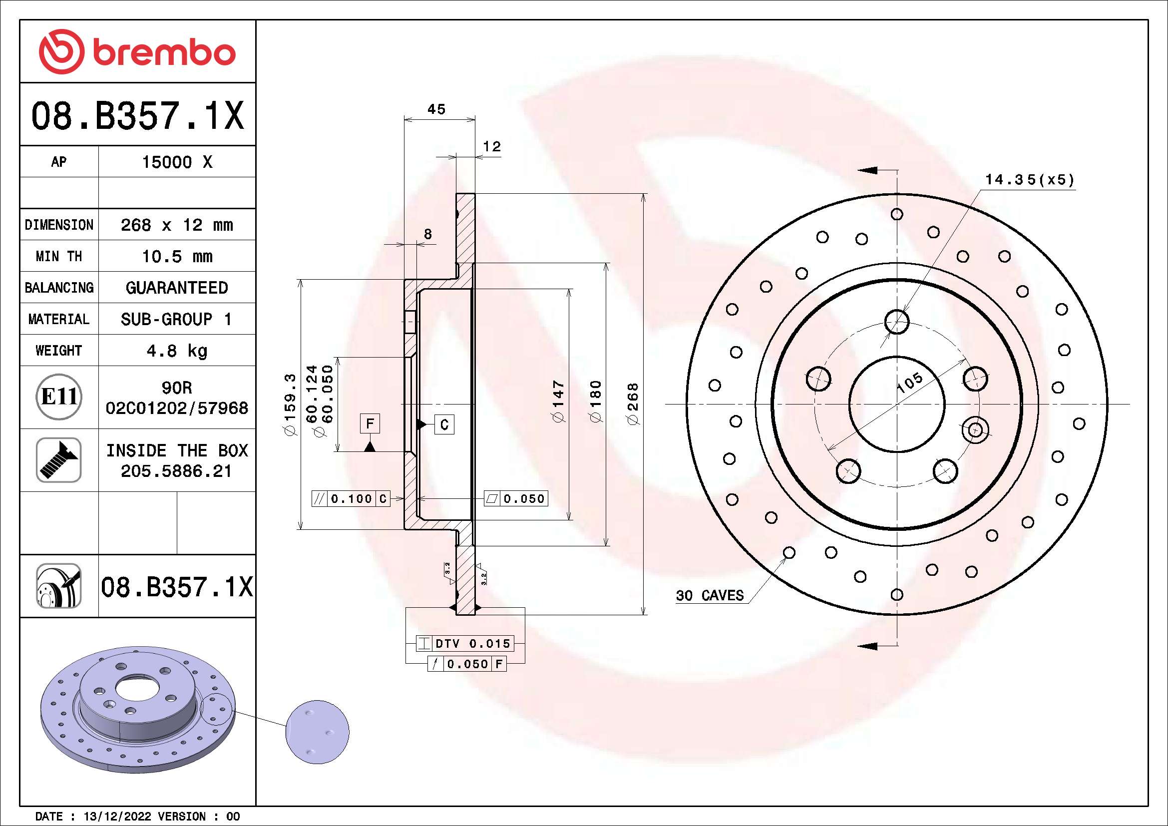 Remschijven Brembo 08.B357.1X