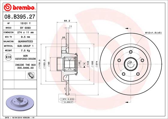 Remschijven Brembo 08.B395.27