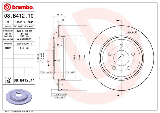 Remschijven Brembo 08.B412.11