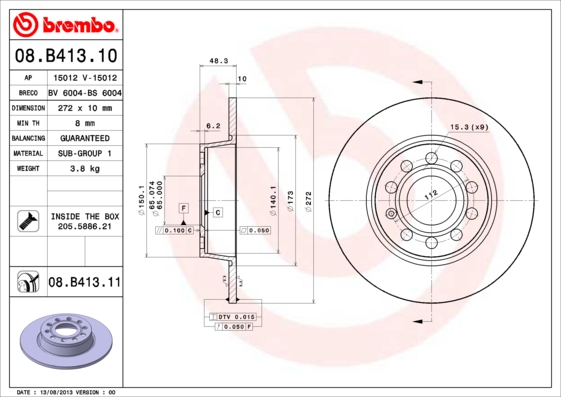 Remschijven Brembo 08.B413.11