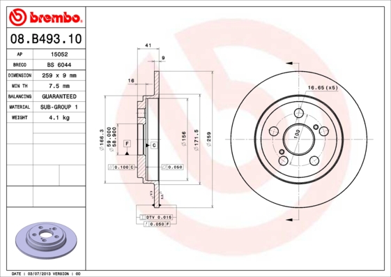 Remschijven Brembo 08.B493.10