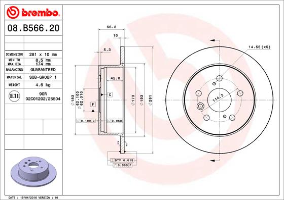 Remschijven Brembo 08.B566.21