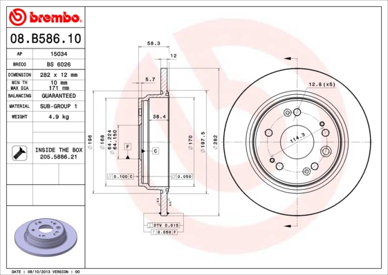 Remschijven Brembo 08.B586.10