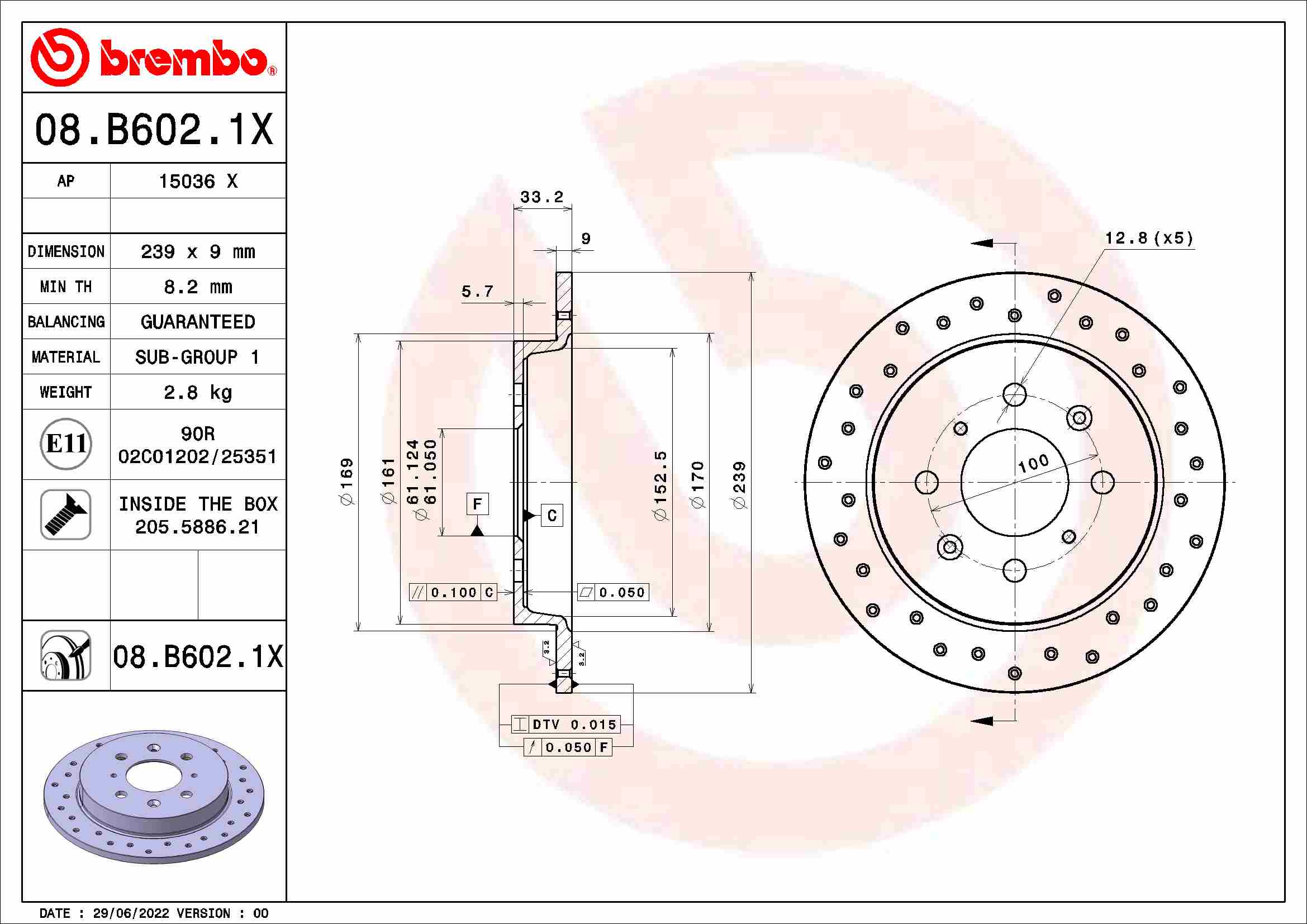 Remschijven Brembo 08.B602.1X