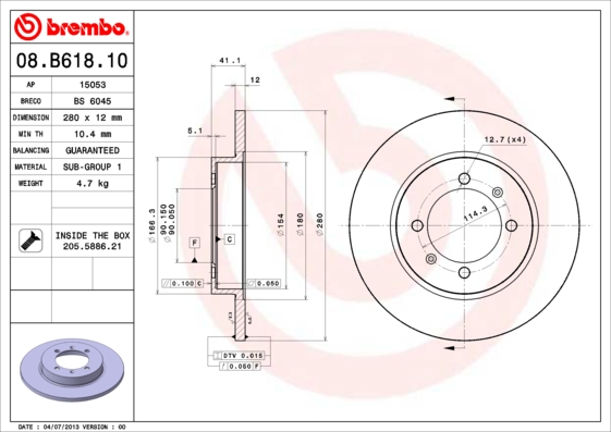 Remschijven Brembo 08.B618.10