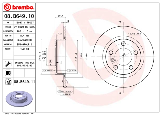 Remschijven Brembo 08.B649.11