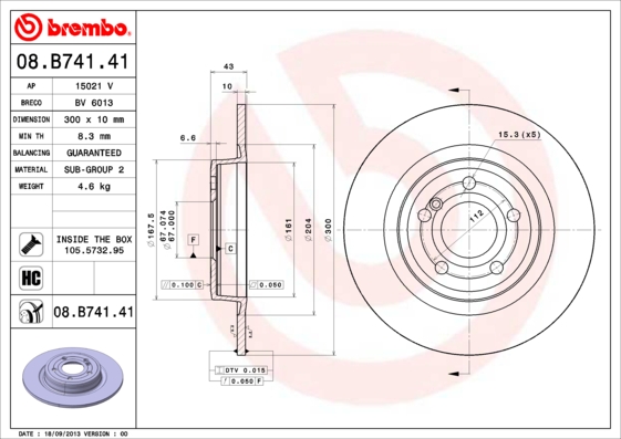 Remschijven Brembo 08.B741.41