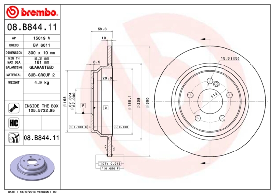 Remschijven Brembo 08.B844.11