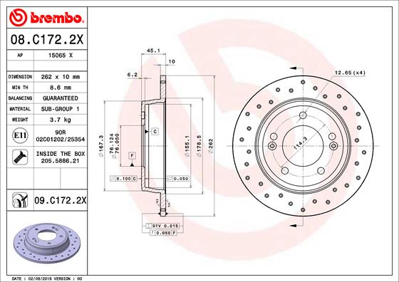 Remschijven Brembo 08.C172.2X