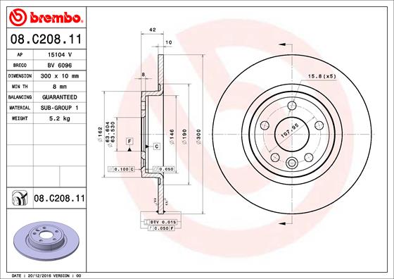 Remschijven Brembo 08.C208.11