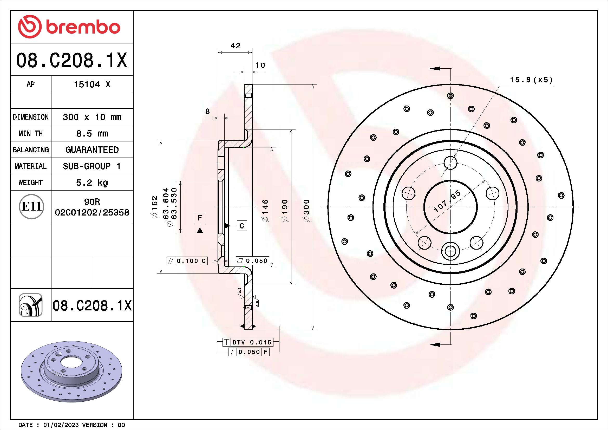 Remschijven Brembo 08.C208.1X