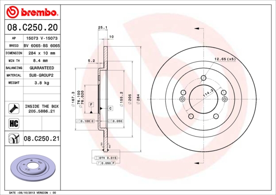 Remschijven Brembo 08.C250.21