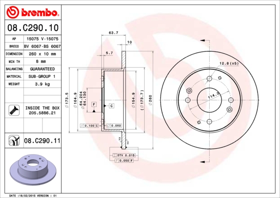 Remschijven Brembo 08.C290.11