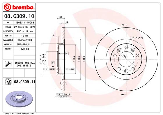 Remschijven Brembo 08.C309.11