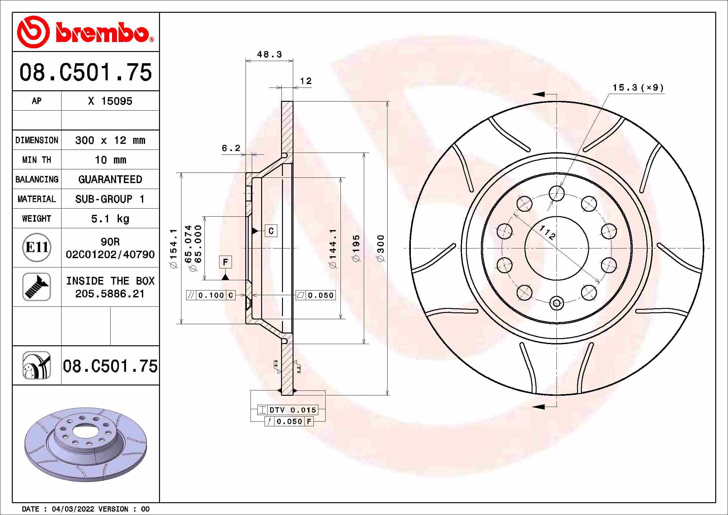 Remschijven Brembo 08.C501.75