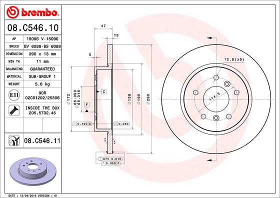 Remschijven Brembo 08.C546.11