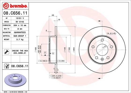 Remschijven Brembo 08.C656.11