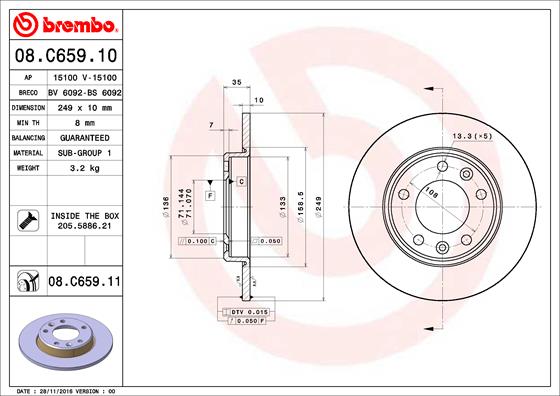 Remschijven Brembo 08.C659.11