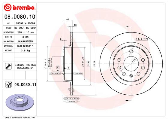 Remschijven Brembo 08.D080.11