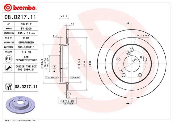 Remschijven Brembo 08.D217.11