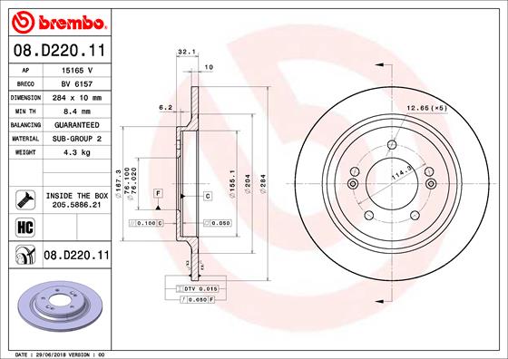 Remschijven Brembo 08.D220.11