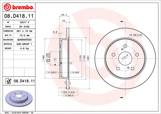 Remschijven Brembo 08.D418.11