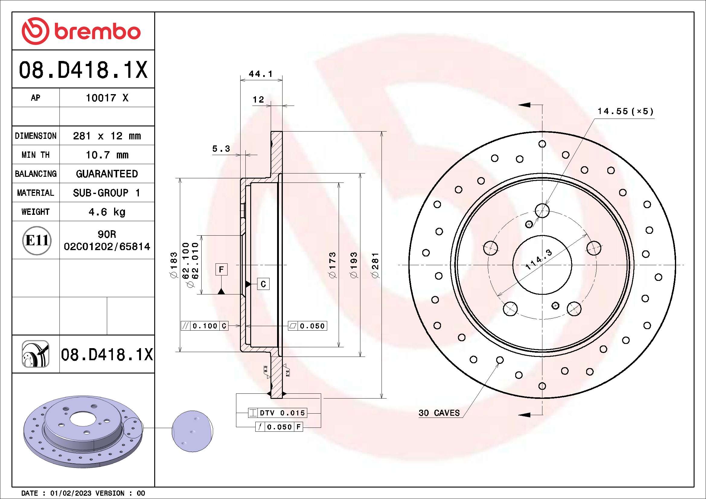 Remschijven Brembo 08.D418.1X