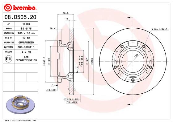 Remschijven Brembo 08.D505.20