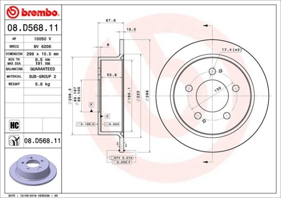 Remschijven Brembo 08.D568.11