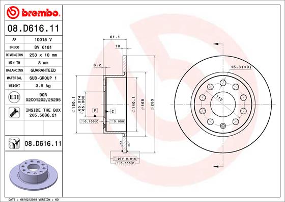 Remschijven Brembo 08.D616.11