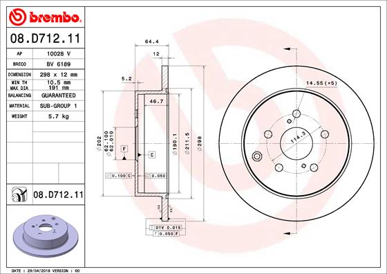 Remschijven Brembo 08.D712.11