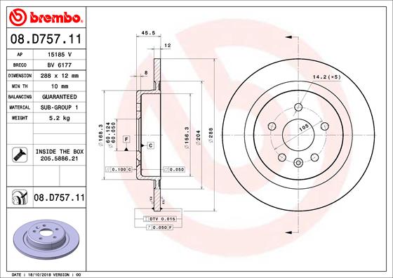 Remschijven Brembo 08.D757.11