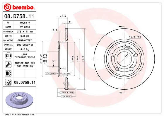 Remschijven Brembo 08.D758.11