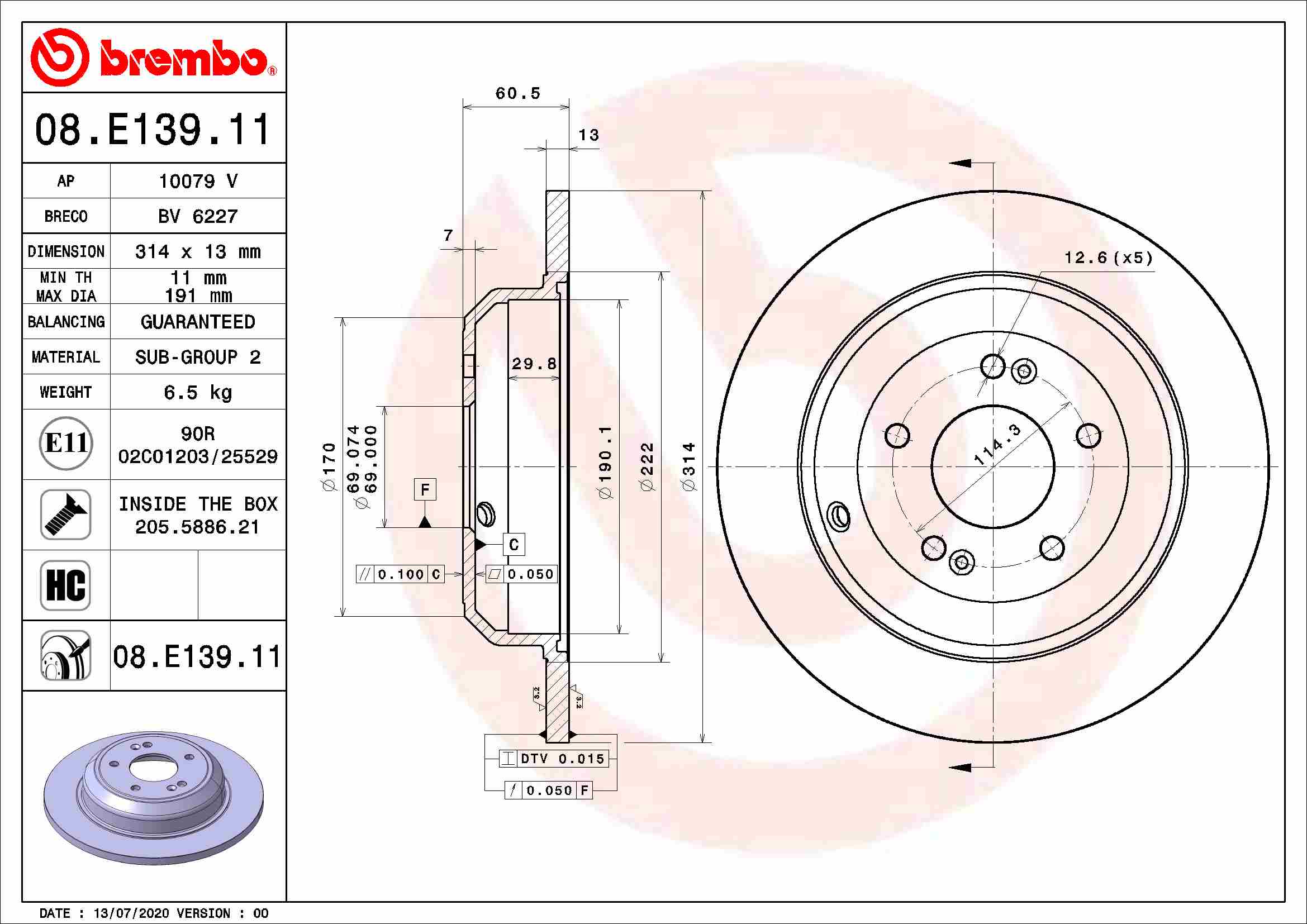 Remschijven Brembo 08.E139.11