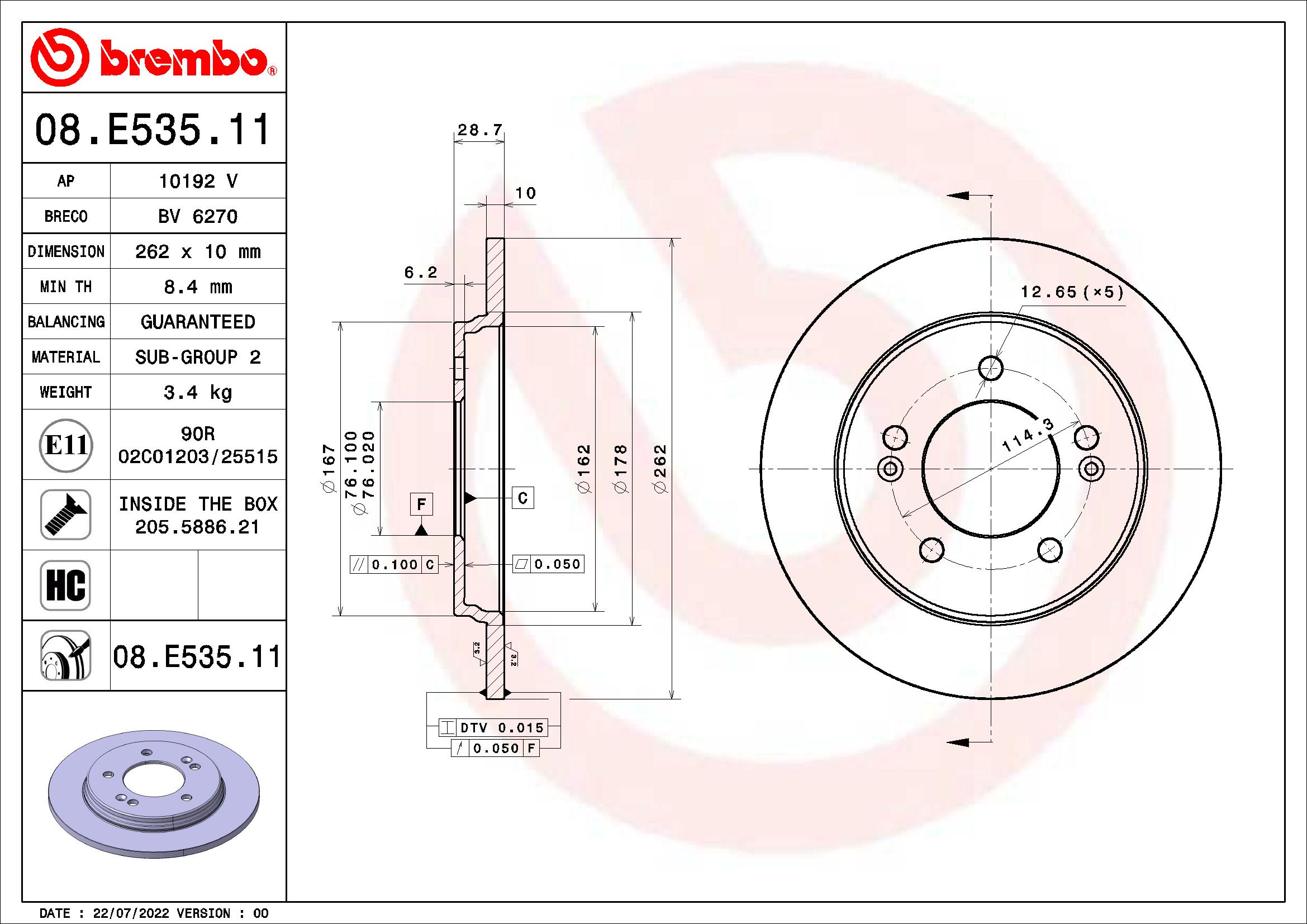 Remschijven Brembo 08.E535.11